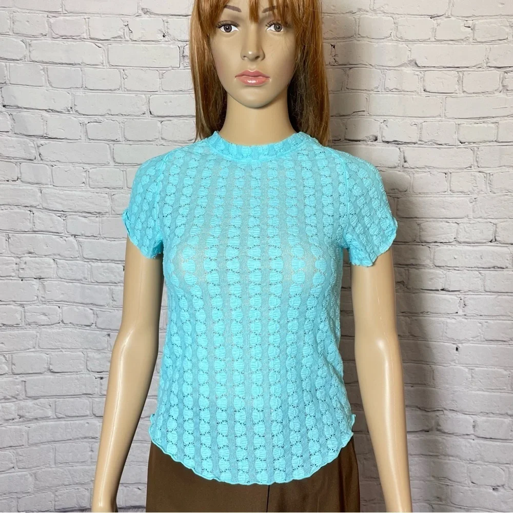 New Free People Blue Maggie Tee Size S